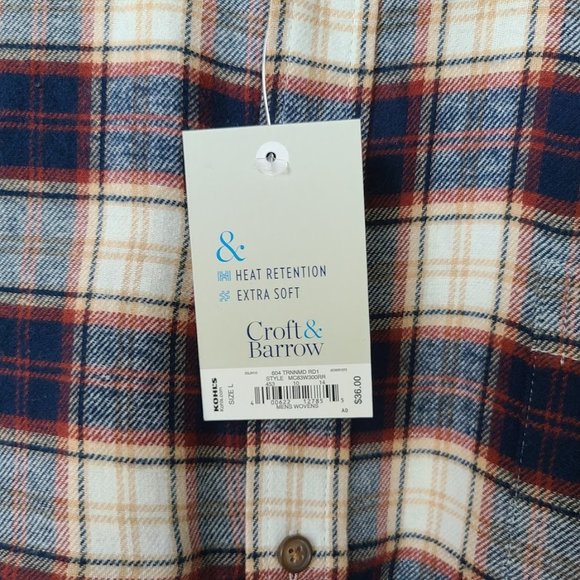 Men's Croft & Barrow Long Sleeve Flannel Shirt L - Picture 2 of 7